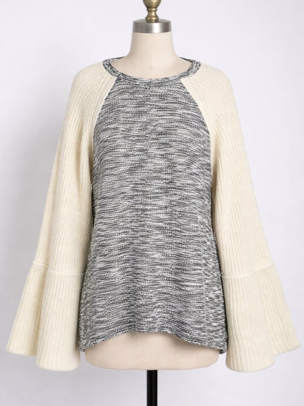 Dolan Size L Bell Sleeve Cardigan Colorblock Knit Sweater
